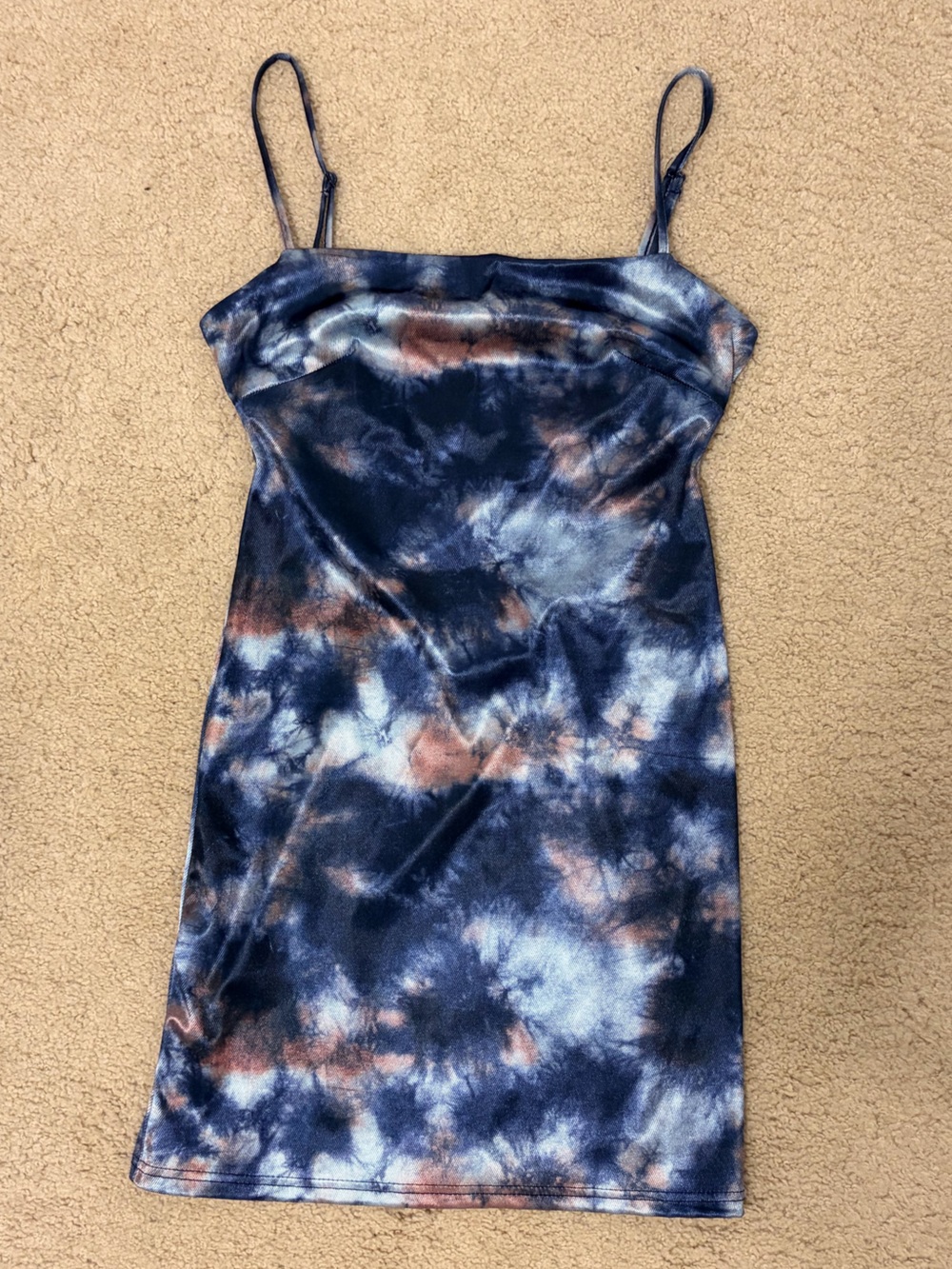 Urban Outfitters Blue Tie-Dye Satin Mini Dress